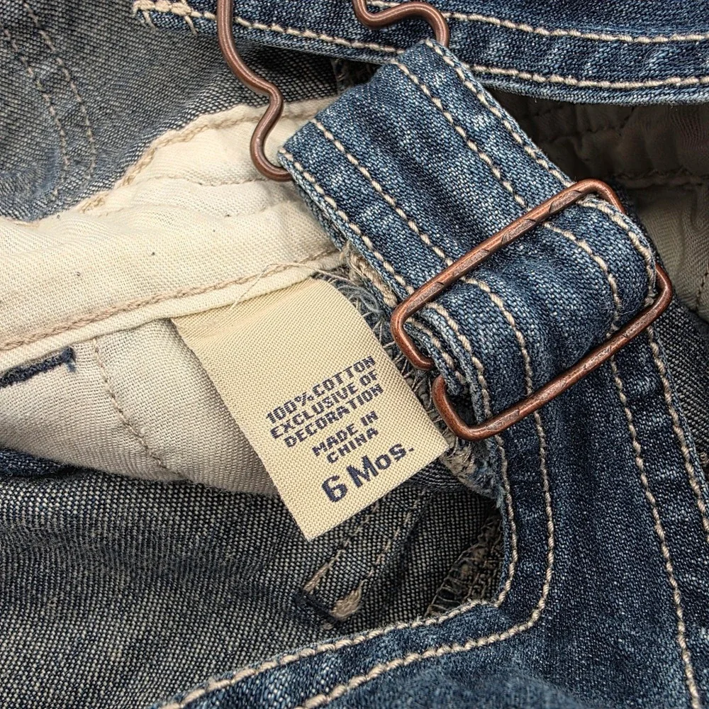 OshKosh Bgosh Vintage Y2K Denim Shortall Overalls Dark Wash 6‎ Months Vestbak